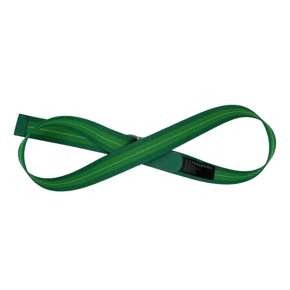 J.Lindeberg Green Striped D-Ring Golf Belt One Size Sporty Athletic Casualwear